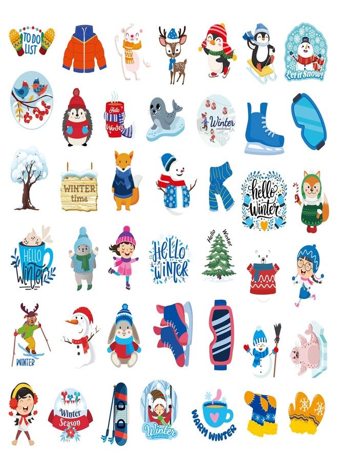 OTAITY 240 PCS Winter Stickers, Snowflake Stickers for Kids, Vinyl Waterproof Sticker for Water Bottle, Laptop, Phone, Hello Winter Sticker with Christmas Tree Snowman Snowflake Penguin - Image 3